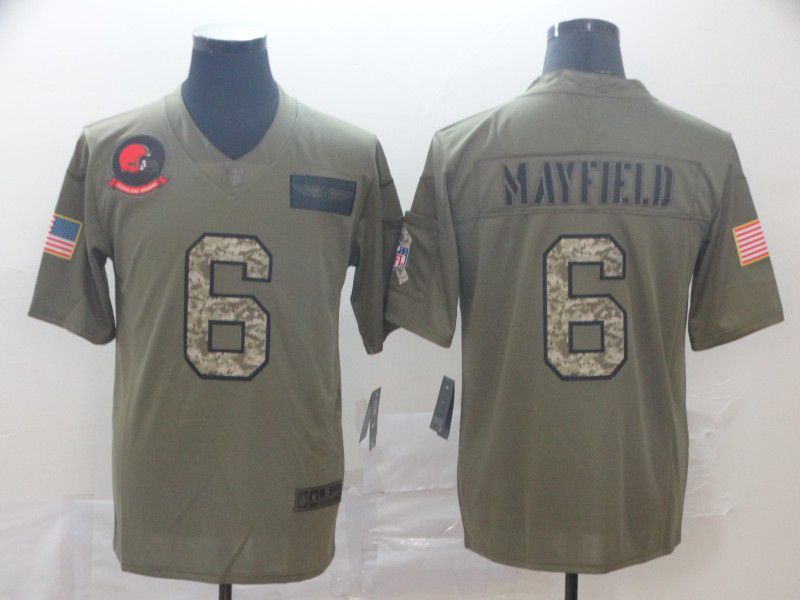 Men Cleveland Browns 6 Mayfield green Nike Olive Salute To Service Limited NFL Jersey